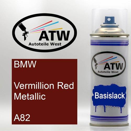 BMW, Vermillion Red Metallic, A82: 400ml Sprühdose, von ATW Autoteile West.